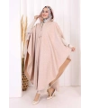Foks Kumaş Kapşonlu Panço 70130 Somon