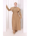 Geniş Yakalı İkili Takım 8036 Taba