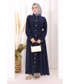 Gold Düğmeli Elbise 7065 Lacivert