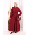 Hac Umre Elbise Boydan Düğmeli 7053 Bordo