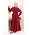 Hac Umre Elbise Boydan Düğmeli 7053 Bordo
