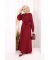 Hac Umre Elbise Boydan Düğmeli 7053 Bordo