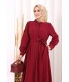 Hac Umre Elbise Boydan Düğmeli 7053 Bordo