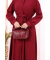 Hac Umre Elbise Boydan Düğmeli 7053 Bordo