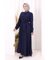 Hac Umre Elbise Boydan Düğmeli 7053 Lacivert
