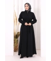 Hac Umre Elbise Boydan Düğmeli 7053 Siyah