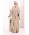 Hac Umre Elbise Boydan Düğmeli 7053 Vizon