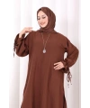 Kahve 8029 Kolye Aksesuarlı Pantolonlu İkili Takım