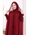 Kapişonlu Abayalı Elbise Takım 3778 Bordo