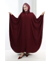 Kapşonlu Fermuarlı Pelerin 7078 Bordo