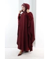Kapşonlu Fermuarlı Pelerin 7078 Bordo