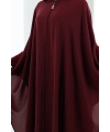 Kapşonlu Fermuarlı Pelerin 7078 Bordo