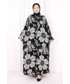 Kendinden Desenli Elbise 7086 Siyah