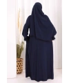 Kendinden Şallı Namaz  Elbisesi 8007 Lacivert