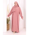 Kendinden Şallı Namaz Elbisesi 8007 Pudra