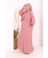 Kendinden Şallı Namaz Elbisesi 8007 Pudra