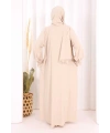 Kendinden Şallı Namaz  Elbisesi 8007 Taş
