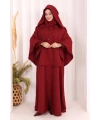 Keten Sufleli Elbise Takım 6067 Bordo