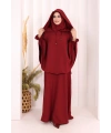 Keten Sufleli Elbise Takım 6067 Bordo