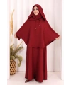 Keten Sufleli Elbise Takım 6067 Bordo