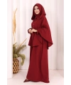 Keten Sufleli Elbise Takım 6067 Bordo