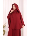 Keten Sufleli Elbise Takım 6067 Bordo