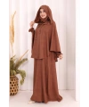 Keten Sufleli Elbise Takım 6067 Taba