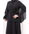 Kloş Etek Tunik Takım 8028 Siyah