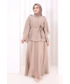 Kloş Etek Tunik Takım 8028 Vizon