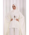 Kolyeli Tunik Pantolon Takım 8026 Ekru