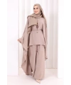 Kolyeli Tunik Pantolon Takım 8026 Vizon