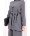 Kolyeli Tunik Pantolon Takım 8027 Antrasit