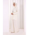 Kolyeli Tunik Pantolon Takım 8027 Ekru