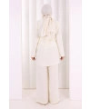 Kolyeli Tunik Pantolon Takım 8027 Ekru