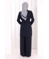 Kolyeli Tunik Pantolon Takım 8027 Lacivert