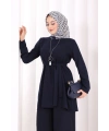 Kolyeli Tunik Pantolon Takım 8027 Lacivert