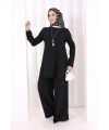Kolyeli Tunik Pantolon Takım 8027 Siyah