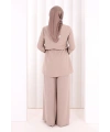 Kolyeli Tunik Pantolon Takım 8027 Vizon