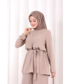 Kolyeli Tunik Pantolon Takım 8027 Vizon