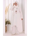 Kolyeli Tunik Pantolon Takım ŞAL HEDİYE! 8020 Ekru
