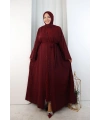 Kristal Taşlı Şallı Abaya 9205 Bordo