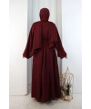 Kristal Taşlı Şallı Abaya 9205 Bordo