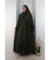 Kristal Taşlı Şallı Abaya 9205 Haki