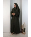 Kristal Taşlı Şallı Abaya 9205 Haki