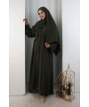 Kristal Taşlı Şallı Abaya 9205 Haki