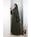 Kristal Taşlı Şallı Abaya 9205 Haki