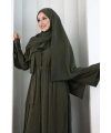 Kristal Taşlı Şallı Abaya 9205 Haki