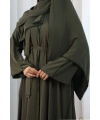 Kristal Taşlı Şallı Abaya 9205 Haki