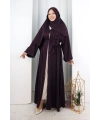 Kristal Taşlı Şallı Abaya 9205 Mor