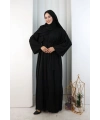 Kristal Taşlı Şallı Abaya 9205 Siyah